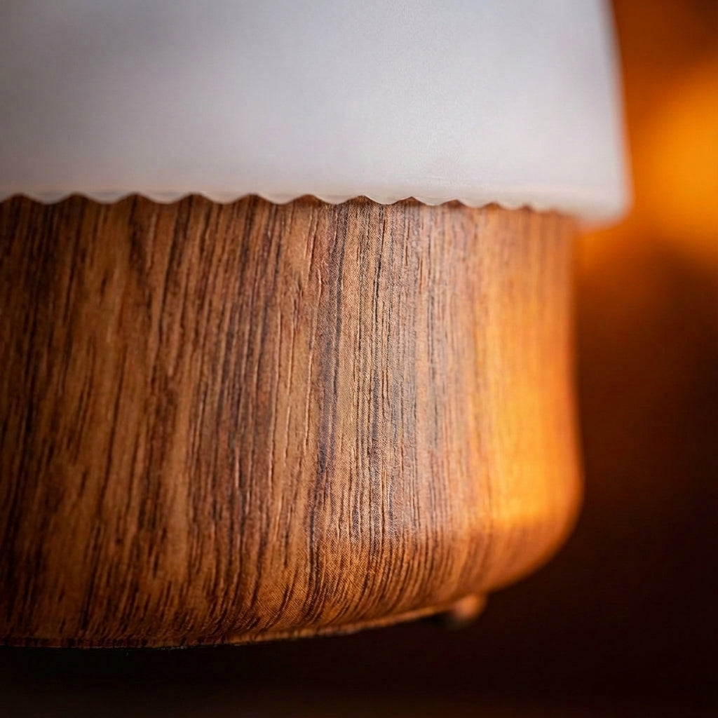 Rechargeable Silicone Shade LED Desk Lamp with Dimmer & Color Temperature Control for Nightstand, Nursery, Office | Natural Wood Base