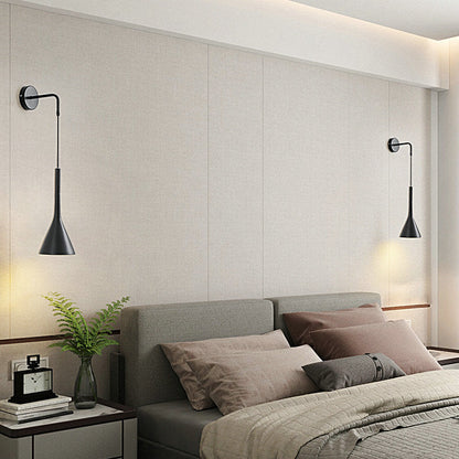 Mid-Century Hardwired Wall Sconce with Drop Cord – Adjustable Metal Shade for Bedroom, Nursery, Living Room, Hallway – Modern Nordic Fixture