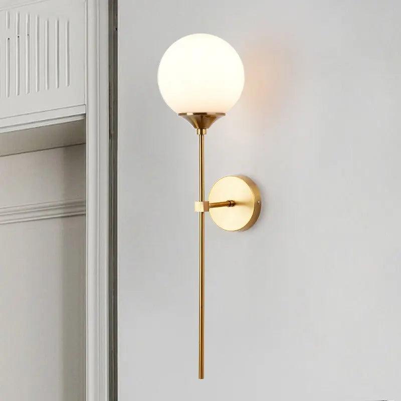 Spherical Glass Wall Sconce – Ambient Fixture for Hallways, Entryways & Bedside – E26 Hardwire Mount with Clear/Smoke/Warm/Frosted Globe