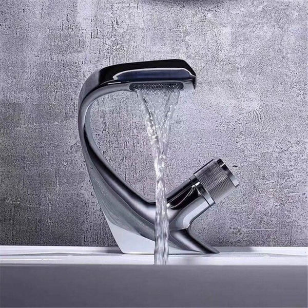 AQUAVEL – Modern Brass Waterfall Basin Mixer for Elegant Bathroom Design