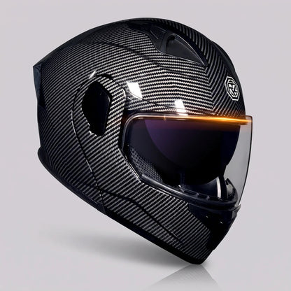 Modular Motorcycle Helmet | Carbon-Style Design with Dual Visors | Comfortable Coverage for Daily Rides