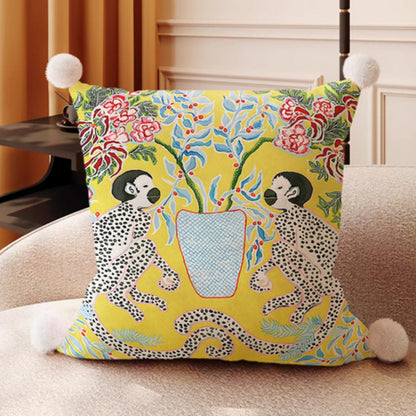 Mira Garden Cushion Cover - Reversible Microfiber with Pompom Detail