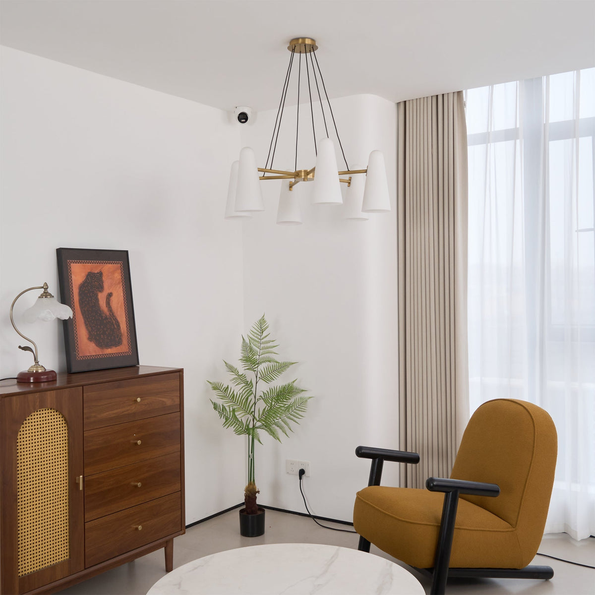 Overhead Light Fixture with Frosted Globes in Metal Frame for Dining or Living Spaces 6 to 8 Arms Extendable Cord