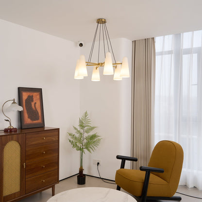 Overhead Light Fixture with Frosted Globes in Metal Frame for Dining or Living Spaces 6 to 8 Arms Extendable Cord