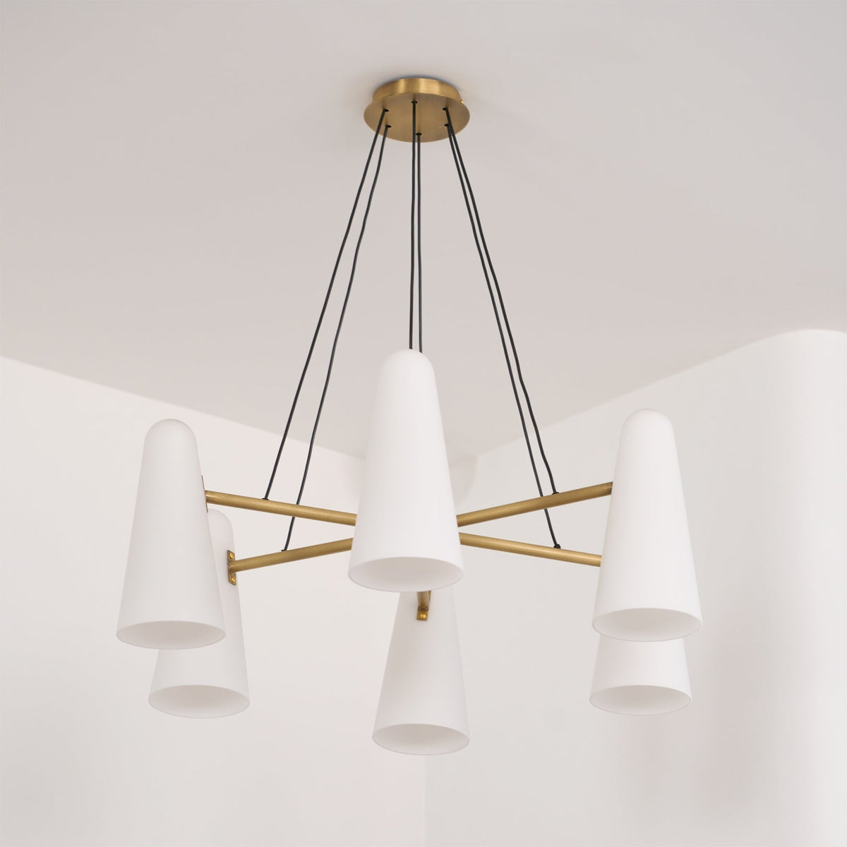 Overhead Light Fixture with Frosted Globes in Metal Frame for Dining or Living Spaces 6 to 8 Arms Extendable Cord
