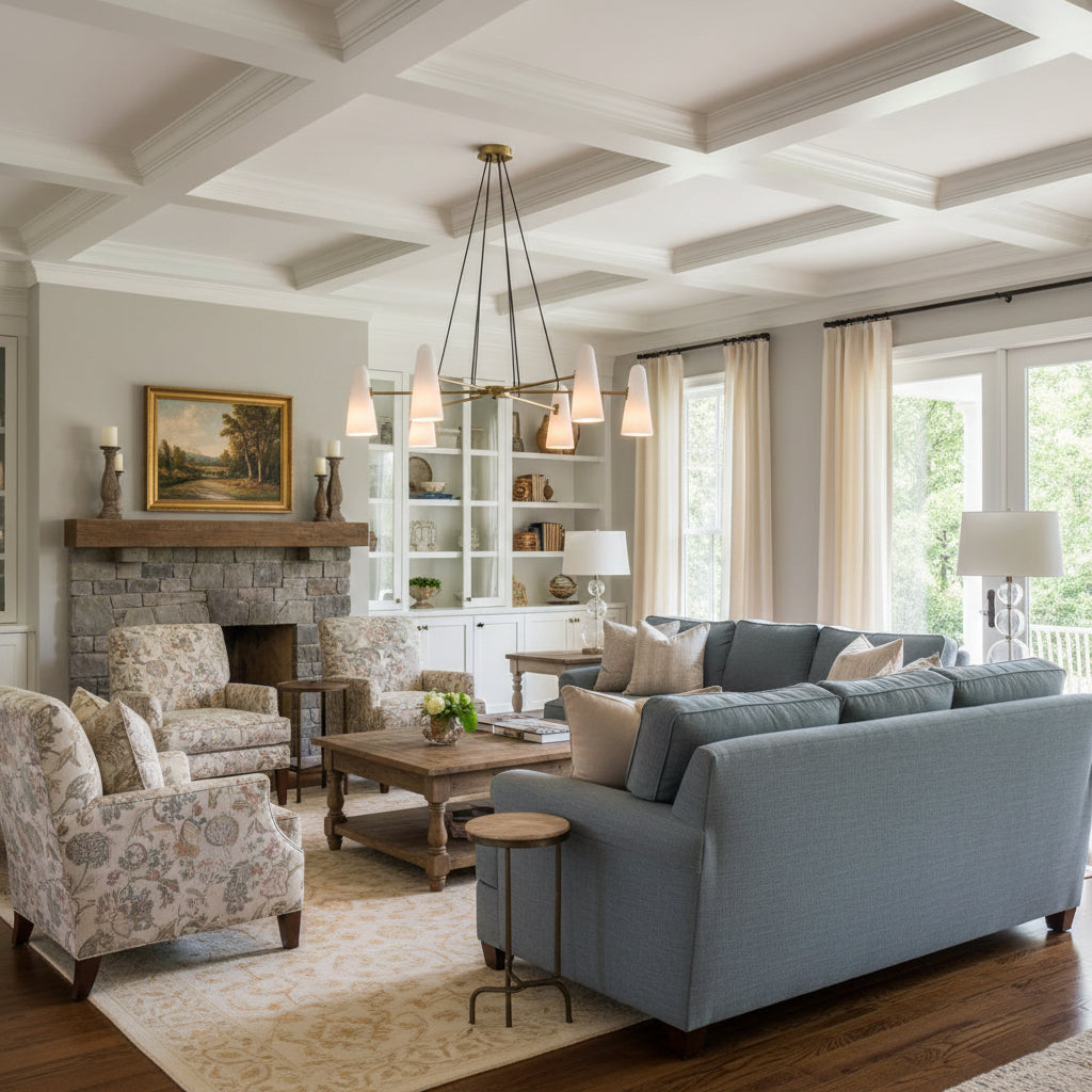 Overhead Light Fixture with Frosted Globes in Metal Frame for Dining or Living Spaces 6 to 8 Arms Extendable Cord
