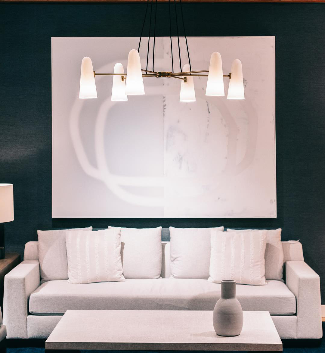 Overhead Light Fixture with Frosted Globes in Metal Frame for Dining or Living Spaces 6 to 8 Arms Extendable Cord