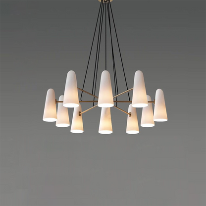 Overhead Light Fixture with Frosted Globes in Metal Frame for Dining or Living Spaces 6 to 8 Arms Extendable Cord