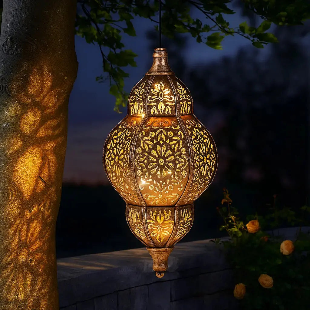 Ortekor Moroccan Solar Lanterns | Artisan-Crafted Outdoor Lights with Automatic Activation | Weatherproof Design for Year-Round Ambiance
