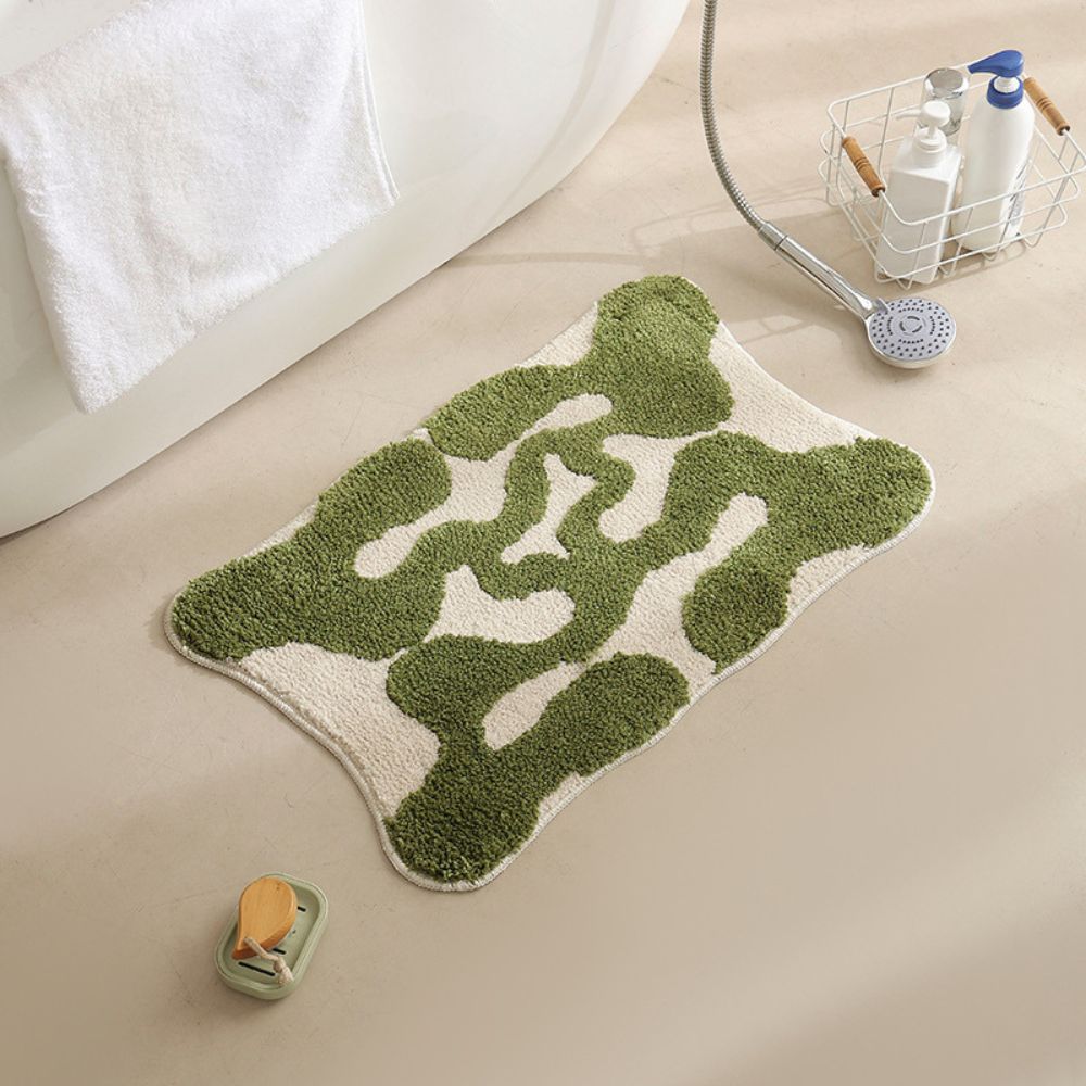 Mosaic Bath Mat - Soft Fabric, Non-Slip Design, Moroccan Pattern