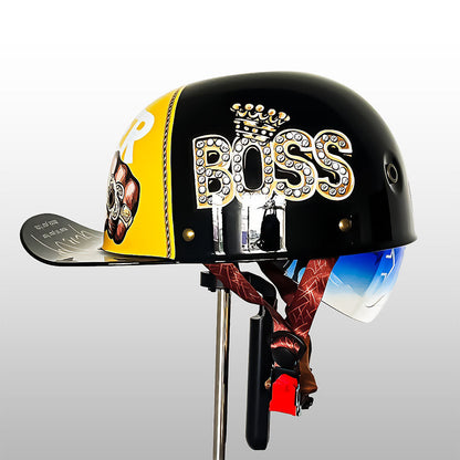 Moto Helmet Cap Style, Lightweight Helmet with DOT and ECE Certification, Open Face Motorcycle Half Helmet for Men