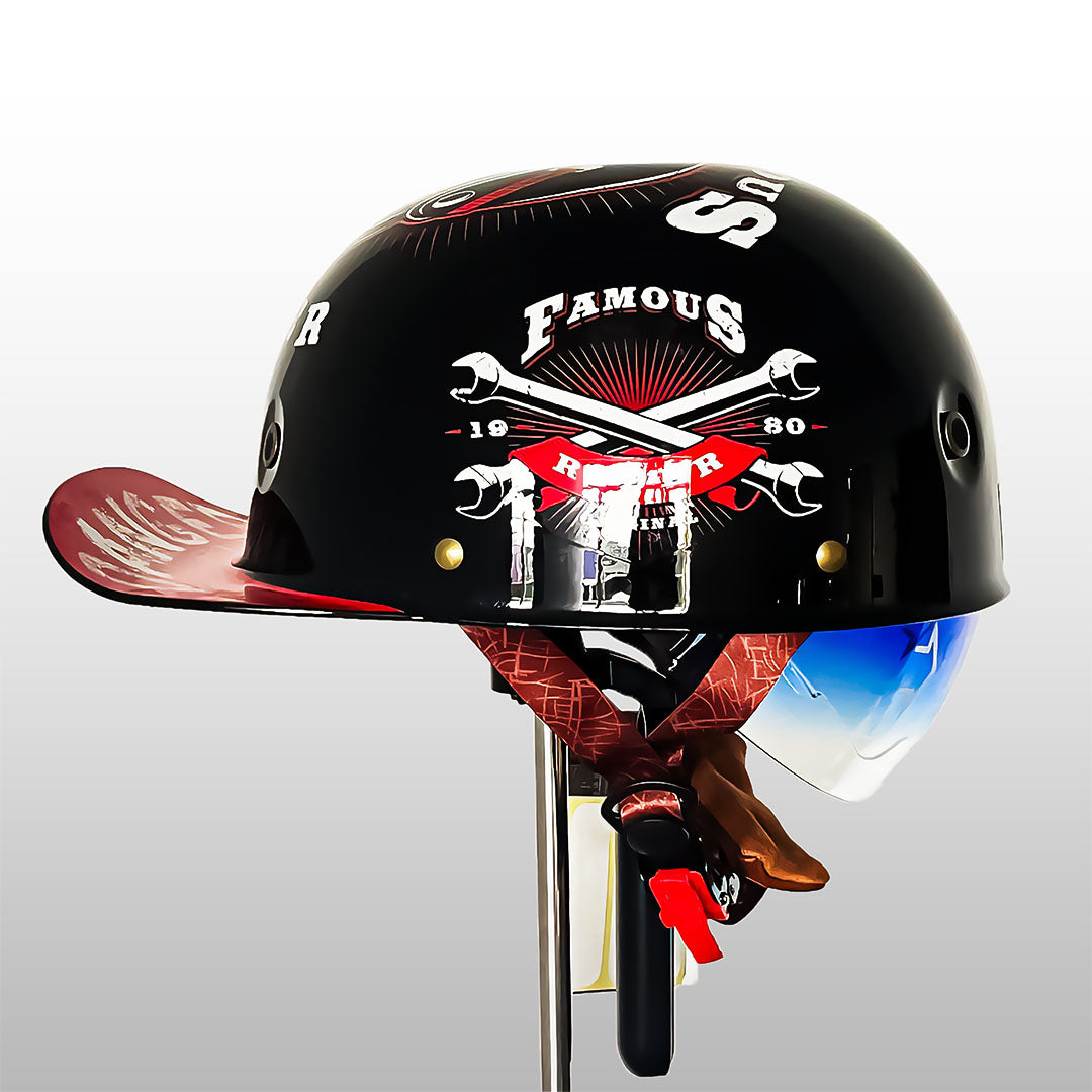Moto Helmet Cap Style, Lightweight Helmet with DOT and ECE Certification, Open Face Motorcycle Half Helmet for Men