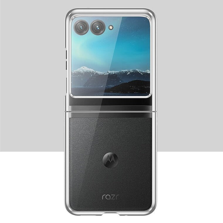 Clear Protective Case for Motorola Razr Plus Foldable Phone with Electroplated Edge Trim