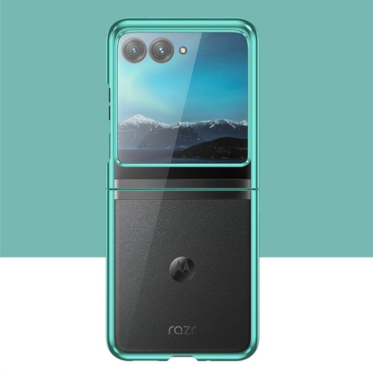 Clear Protective Case for Motorola Razr Plus Foldable Phone with Electroplated Edge Trim