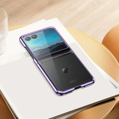 Clear Protective Case for Motorola Razr Plus Foldable Phone with Electroplated Edge Trim