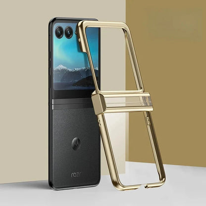 Clear Protective Case for Motorola Razr Plus Foldable Phone with Electroplated Edge Trim
