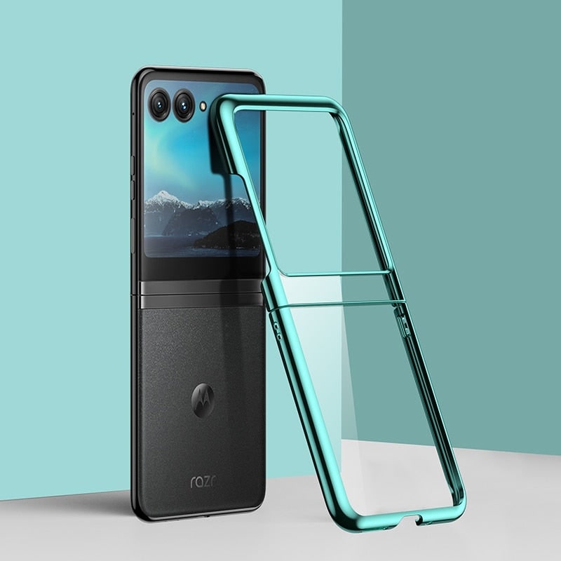 Clear Protective Case for Motorola Razr Plus Foldable Phone with Electroplated Edge Trim