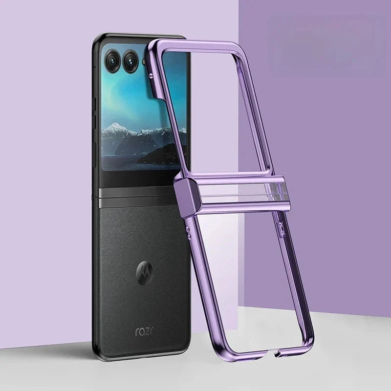 Clear Protective Case for Motorola Razr Plus Foldable Phone with Electroplated Edge Trim