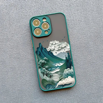 Silicone iPhone Case with Nature Scene Artwork – Shock-Absorbing Protection for iPhone 11-17 Series