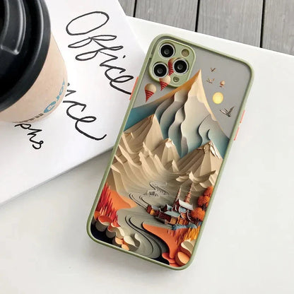 Silicone iPhone Case with Nature Scene Artwork – Shock-Absorbing Protection for iPhone 11-17 Series