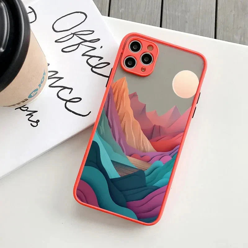 Silicone iPhone Case with Nature Scene Artwork – Shock-Absorbing Protection for iPhone 11-17 Series