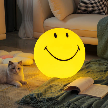 Cheerful Glow Night Light for Kids | 9 in Polypropylene LED Desk Lamp Yellow USB Rechargeable Bedside Reading Light Playroom Decor Nursery A