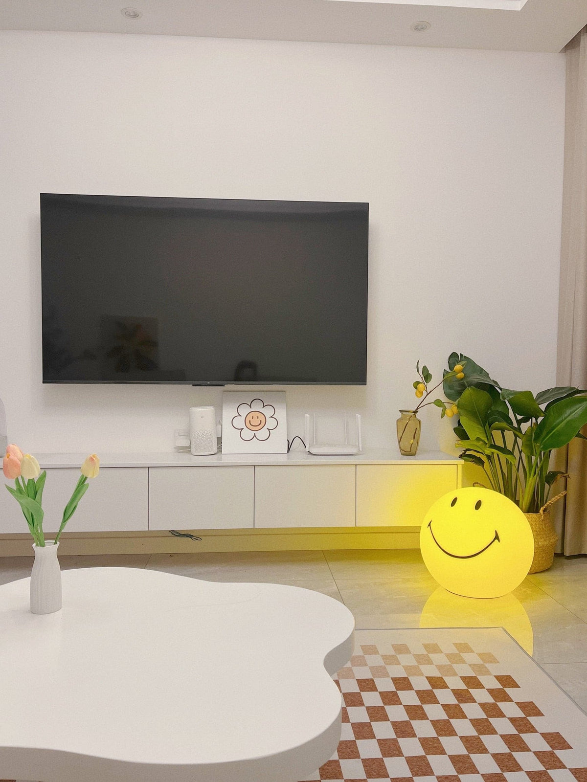 Cheerful Glow Night Light for Kids | 9 in Polypropylene LED Desk Lamp Yellow USB Rechargeable Bedside Reading Light Playroom Decor Nursery A