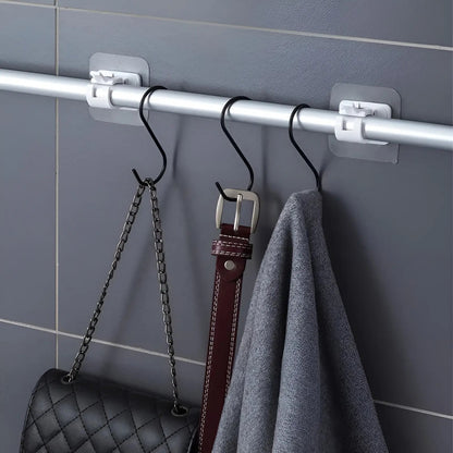 Adhesive Curtain Rod Holders No-Drill Wall Brackets 4-Pack for Windows & Drapery Damage-Free Installation Quick Mount