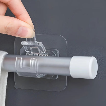 Adhesive Curtain Rod Holders No-Drill Wall Brackets 4-Pack for Windows & Drapery Damage-Free Installation Quick Mount