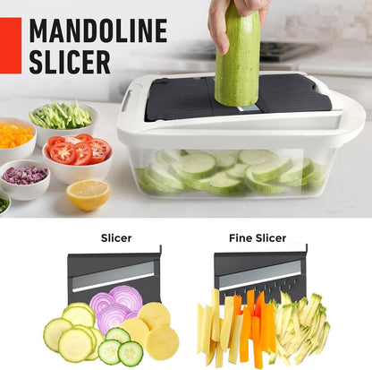 MultiPrep | 10-in-1 Vegetable Slicer with 8 Blades | Versatile Kitchen Tool for Quick Meal Prep