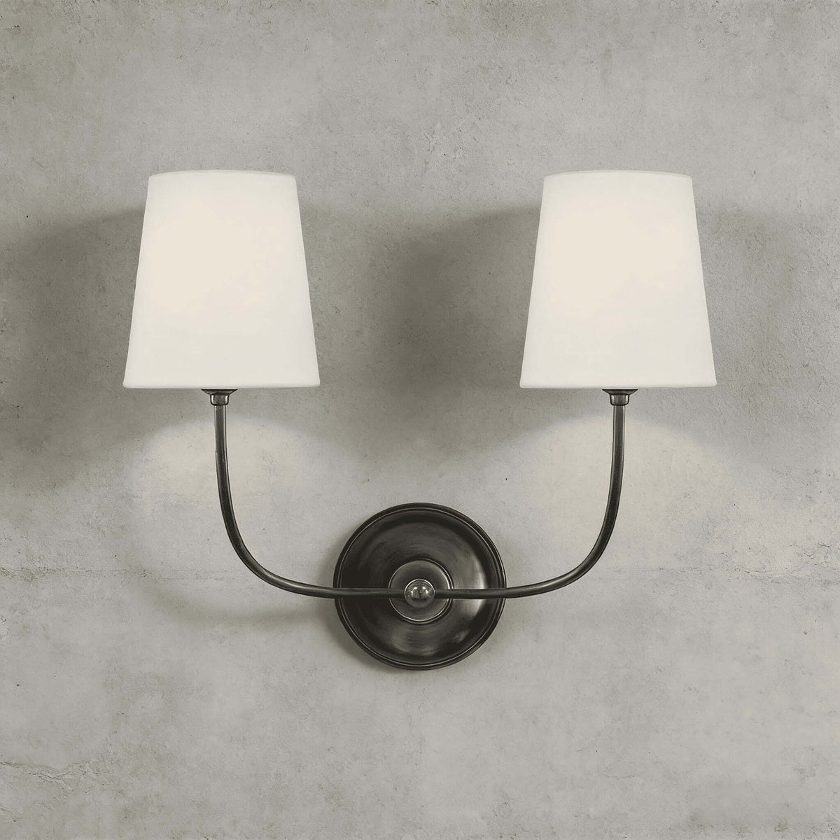 Articulated Arm Wall Lamp with Fabric Shades for Bedroom Reading Nook Hallway Accent Task Lighting Adjustable Sconce Fixture Metal Brass Fin