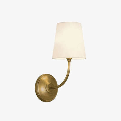 Articulated Arm Wall Lamp with Fabric Shades for Bedroom Reading Nook Hallway Accent Task Lighting Adjustable Sconce Fixture Metal Brass Fin