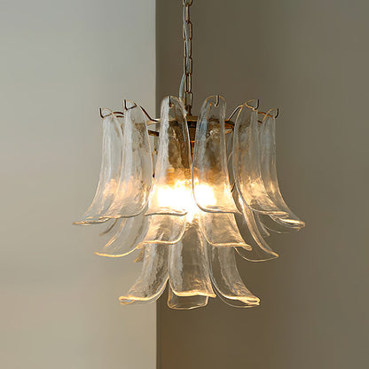 Multi-Arm Glass Pendant Light Fixture with E14 Sockets – Adjustable Height Hanging Lamp for Dining Room, Foyer & Living Room – Metal Frame w