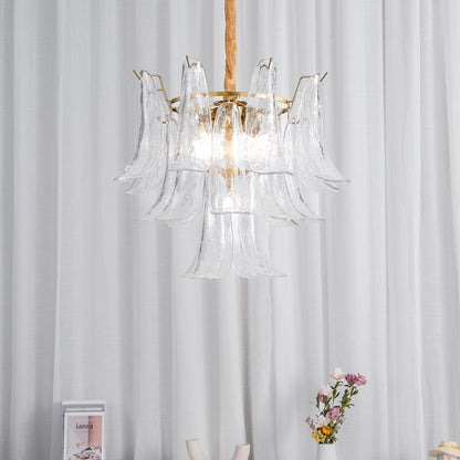 Multi-Arm Glass Pendant Light Fixture with E14 Sockets – Adjustable Height Hanging Lamp for Dining Room, Foyer & Living Room – Metal Frame w