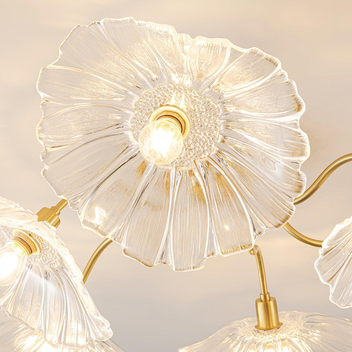 Frosted Glass Floral Flush Mount Ceiling Fixture 3-6 Light Semi-Flush Fixture for Bedroom Living Room Dining Room | Modern Decorative Overhe