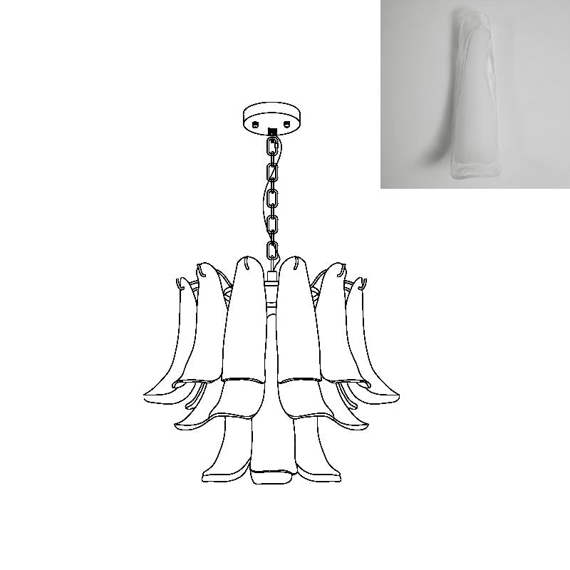 Multi-Arm Glass Pendant Light Fixture with E14 Sockets – Adjustable Height Hanging Lamp for Dining Room, Foyer & Living Room – Metal Frame w
