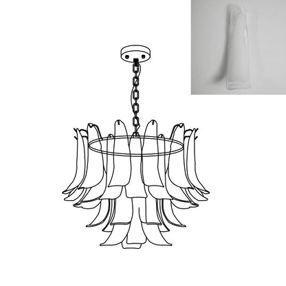 Multi-Arm Glass Pendant Light Fixture with E14 Sockets – Adjustable Height Hanging Lamp for Dining Room, Foyer & Living Room – Metal Frame w
