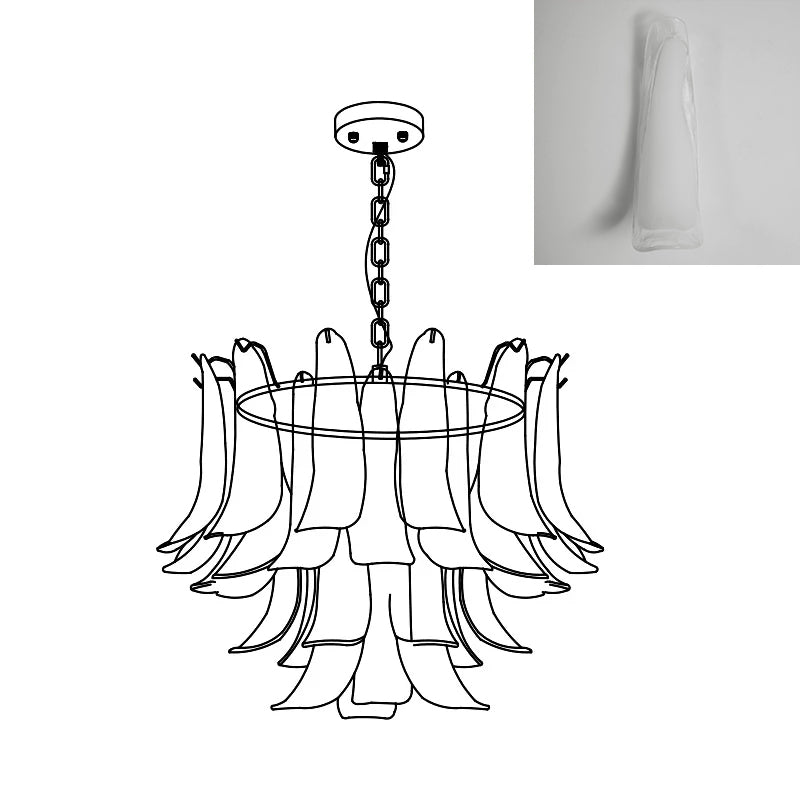 Multi-Arm Glass Pendant Light Fixture with E14 Sockets – Adjustable Height Hanging Lamp for Dining Room, Foyer & Living Room – Metal Frame w