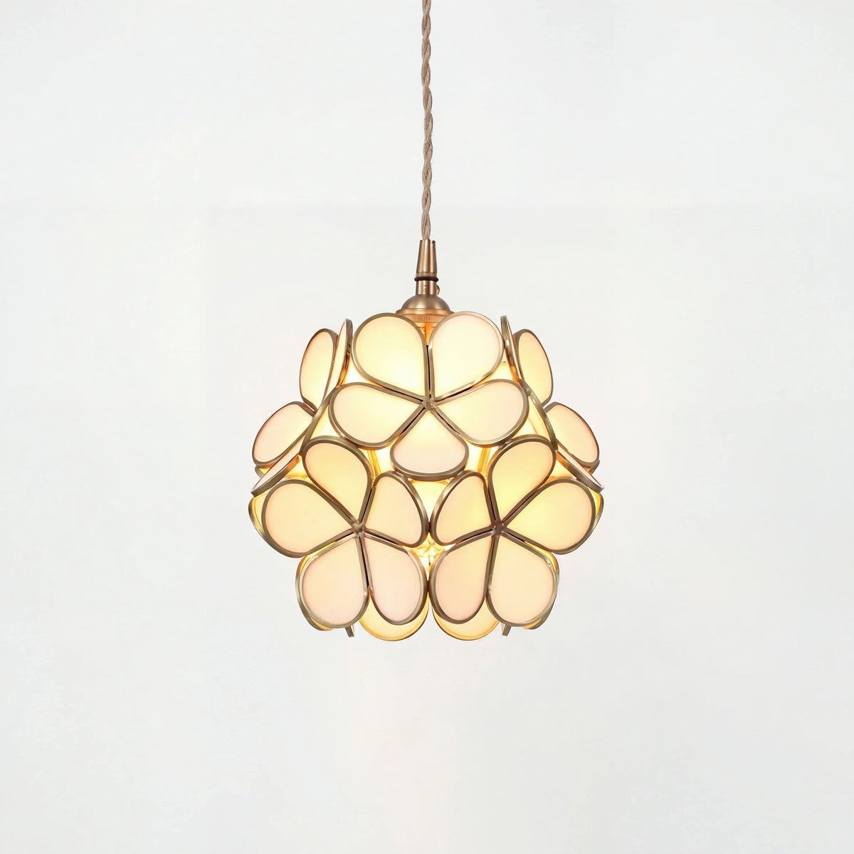 Sculptural Glass Petal Hanging Fixture E27 40W Single-Bulb Overhead Lamp for Dining Room Bedroom Entryway Ambient Decor Layered Glow