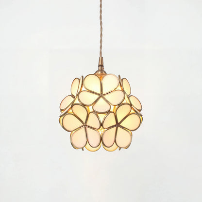 Sculptural Glass Petal Hanging Fixture E27 40W Single-Bulb Overhead Lamp for Dining Room Bedroom Entryway Ambient Decor Layered Glow