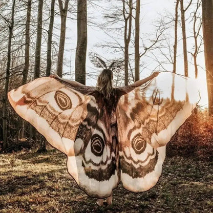 Moth Wing Cape Gray Nature-Inspired Costume Shawl for Festivals Photoshoots Halloween Performances Dance Parties Cosplay Events