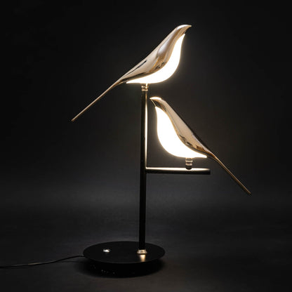 Sculptural Bird Accent Lamp with Integrated LED 22-Inch Gold Metal for Bedroom Nightstand Side Table Home Office Desk Modern Decorative Ligh