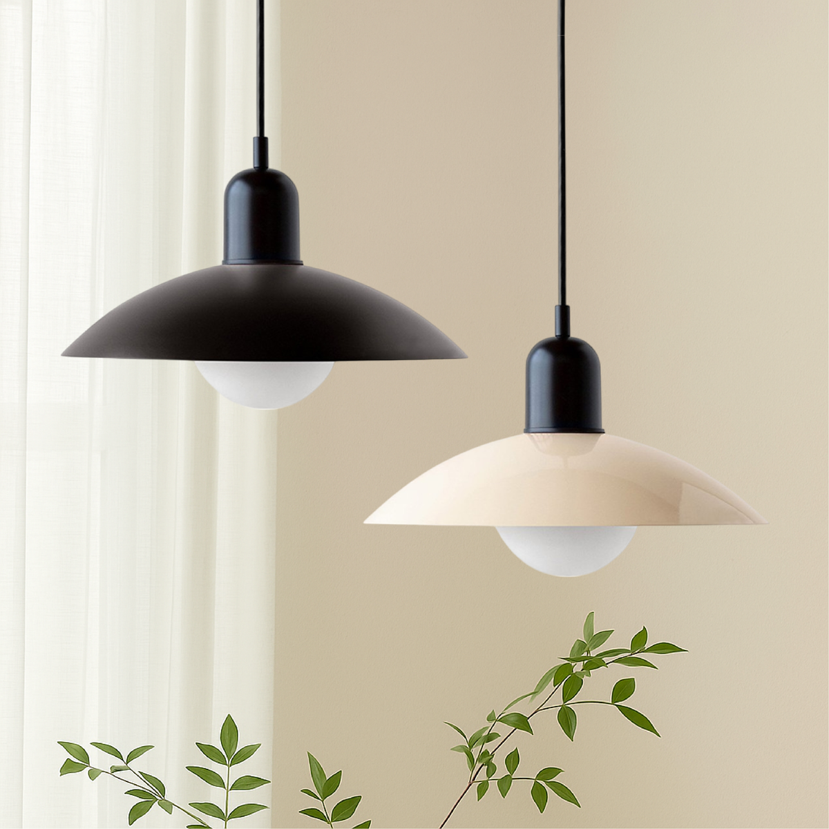 Iron Dome Pendant Light 12.6 in Adjustable Cable Warm LED Kitchen Island Dining Room Overhead Fixture Modern Two-Tone Hanging Lamp for Conte