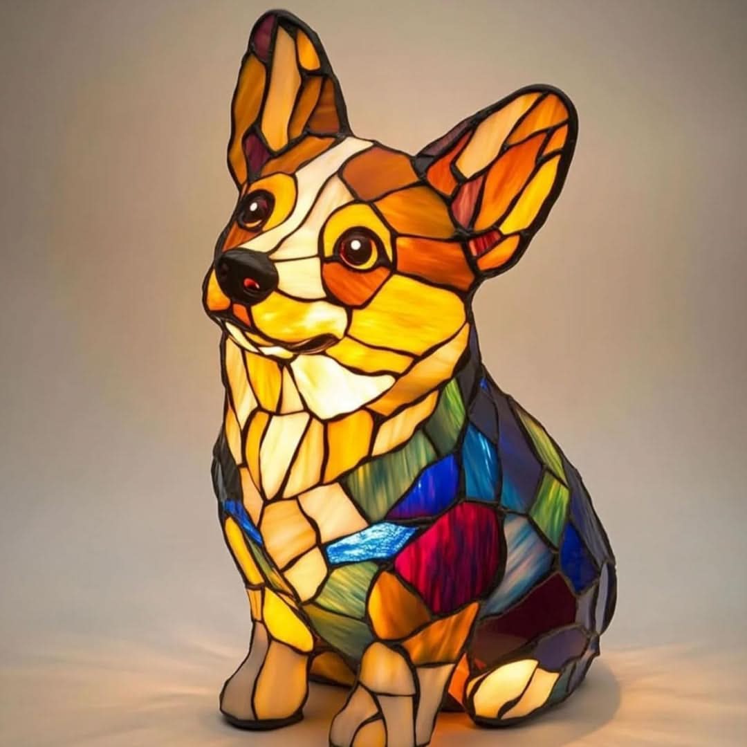 USB Powered Dog Breed LED Night Light 6 in Accent Lamp Warm Glow for Bedroom Nightstand Desk Shelf Decor Puppy Sculpture Chihuahua Corgi Dac