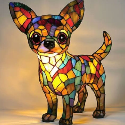 USB Powered Dog Breed LED Night Light 6 in Accent Lamp Warm Glow for Bedroom Nightstand Desk Shelf Decor Puppy Sculpture Chihuahua Corgi Dac