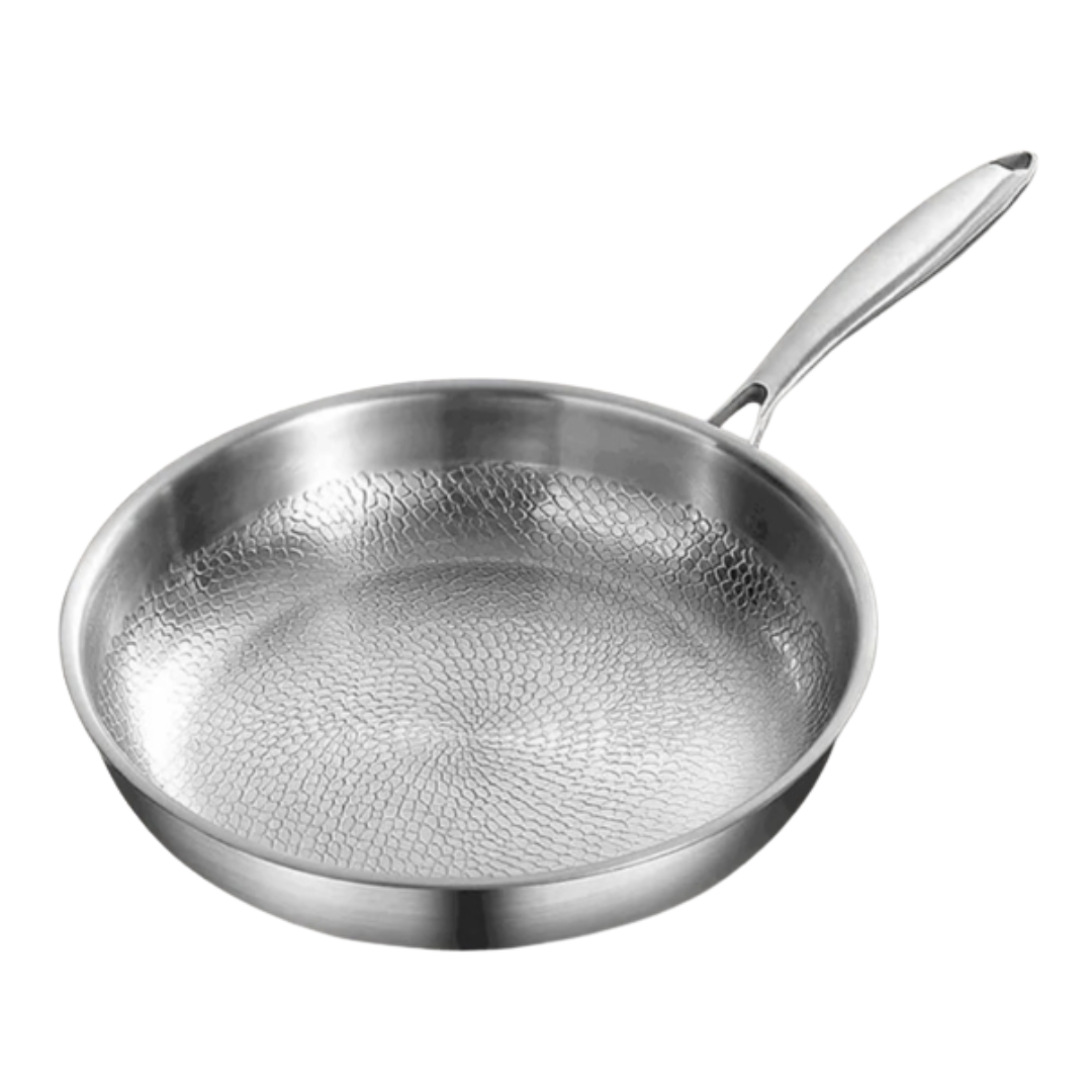 Titanium Skillet 10.2" Hammered Surface Chemical-Free Cooking Induction Gas Electric Compatible Kitchen Frypan for Stovetop Searing Sautéing