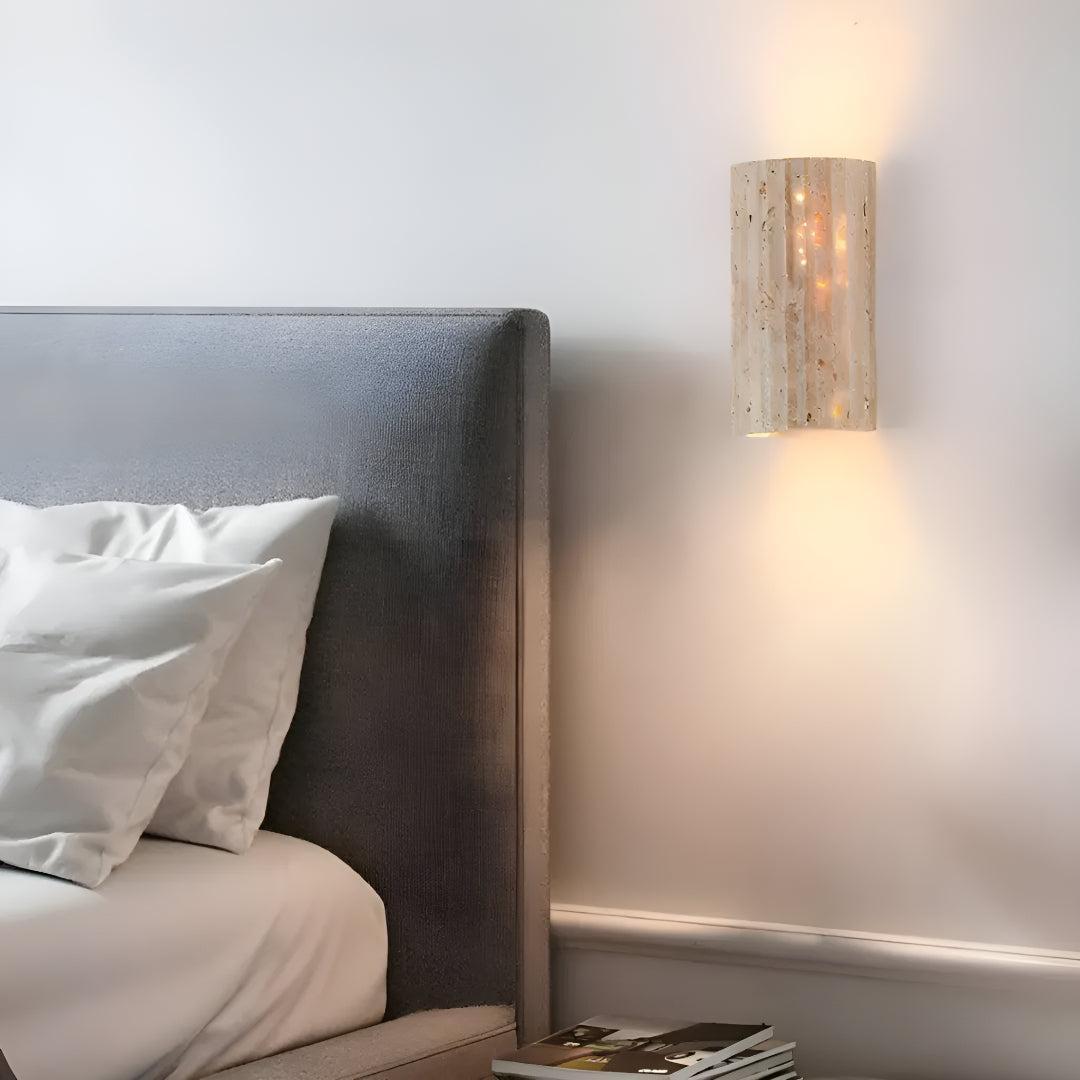 Natural Stone Wall Sconce with Warm LED Light for Modern Living Room, Bedroom & Hallway Lighting