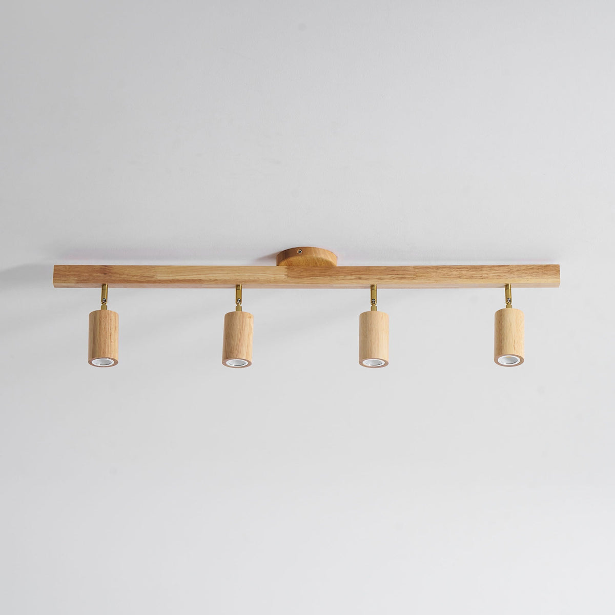 Multi-Head Track Spotlight with Wooden Shades for Kitchen, Dining Room & Living Room | Adjustable LED Rail Fixture | Rustic Farmhouse Ceilin