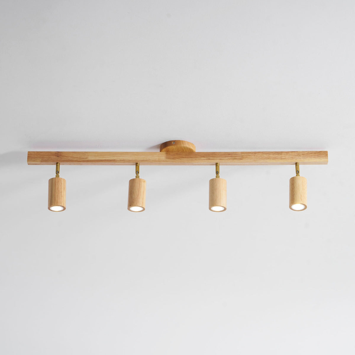 Multi-Head Track Spotlight with Wooden Shades for Kitchen, Dining Room & Living Room | Adjustable LED Rail Fixture | Rustic Farmhouse Ceilin