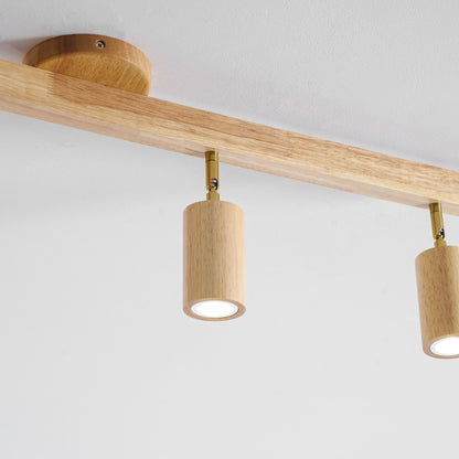 Multi-Head Track Spotlight with Wooden Shades for Kitchen, Dining Room & Living Room | Adjustable LED Rail Fixture | Rustic Farmhouse Ceilin